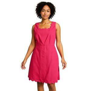 J. Crew Womens Pink Basketweave Scalloped Hem 100% Cotton Sheath Dress Size 6